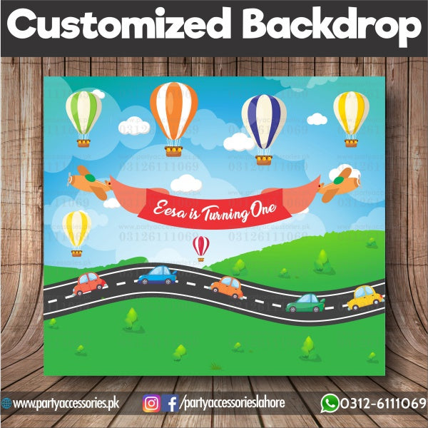 Customized Hot Air Balloon Theme Birthday Party Backdrop