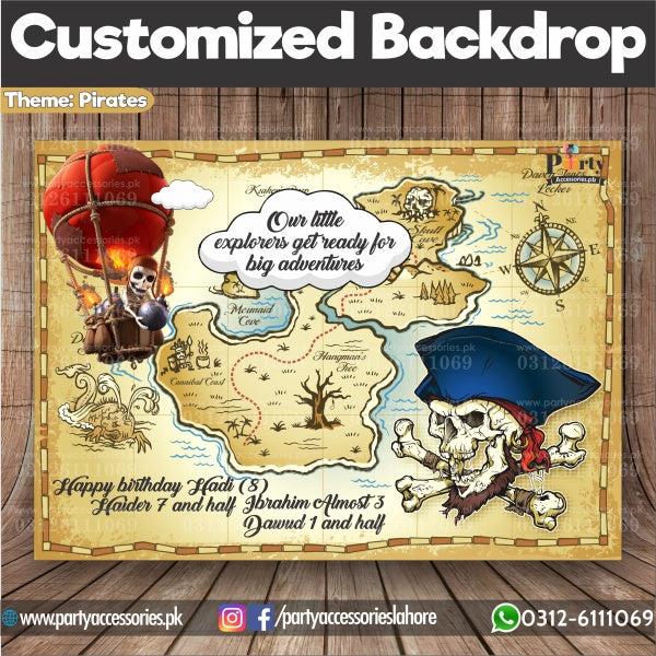 Customized Pirates Theme Birthday Party Backdrop