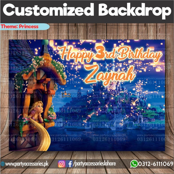 Customized Tangled Rapunzel Theme Birthday Party Backdrop