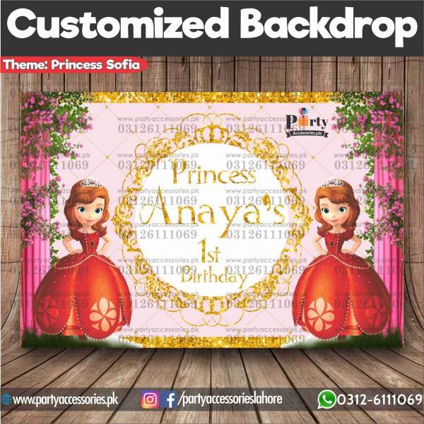 Customized Princess Sofia Theme Birthday Party Backdrop