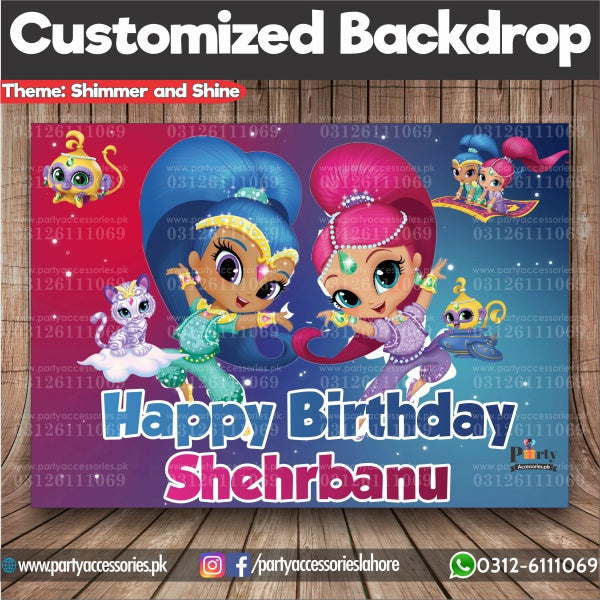 Customized Shimmer and Shine Theme Birthday Party Backdrop