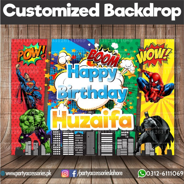 Customized Superheroes avengers Birthday party Backdrop