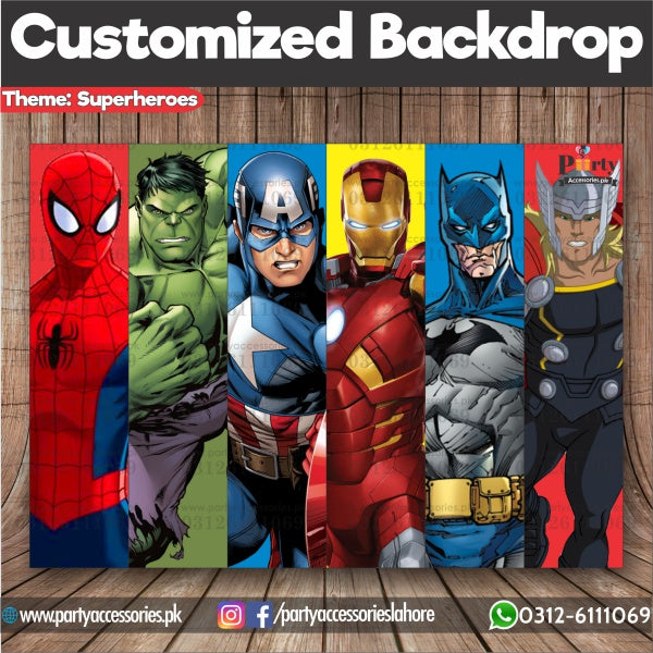 Customized Superheroes avengers Theme Birthday Backdrop