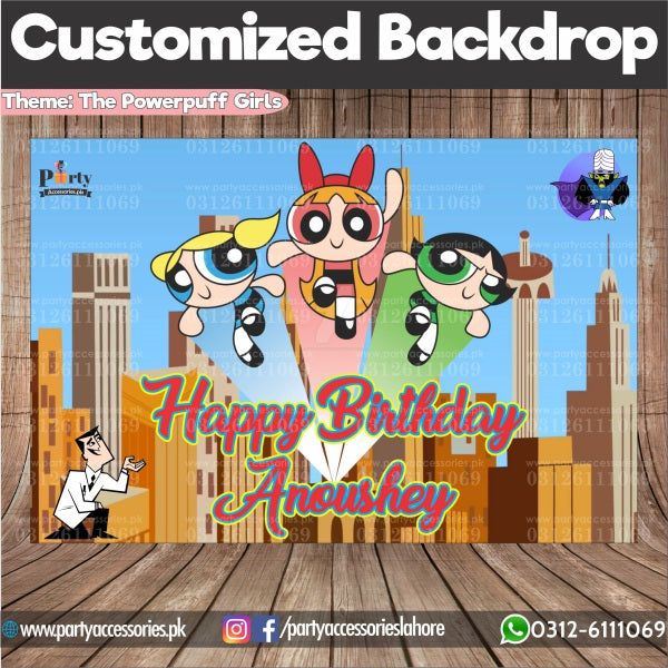 Customized Power puff Girls Theme Birthday Party Backdrop