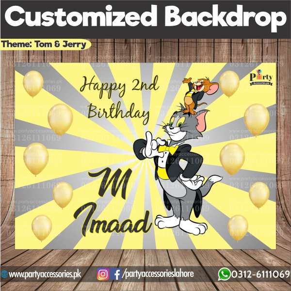 Customized Tom and Jerry Theme Birthday Party Backdrop