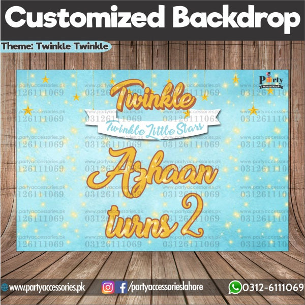 Customized Twinkle Twinkle little star theme Birthday Backdrop for boys