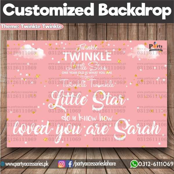 Customized Twinkle Twinkle for Girls Theme Birthday Backdrop