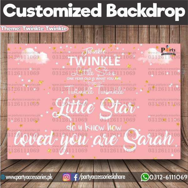 Customized Twinkle Twinkle for Girls Theme Birthday Backdrop