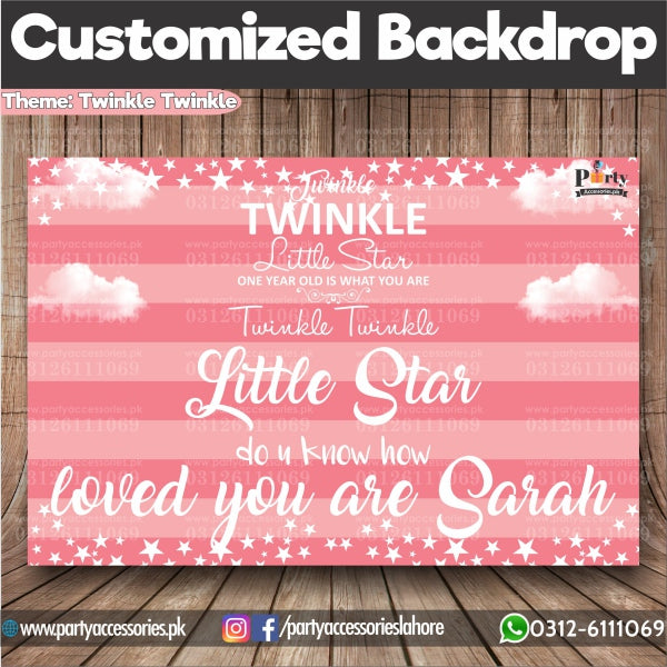 Customized Twinkle Twinkle for Girls Theme Birthday Backdrop