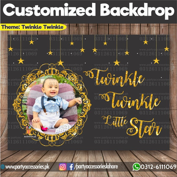 Customized Twinkle Twinkle little star theme Birthday Backdrop for boys