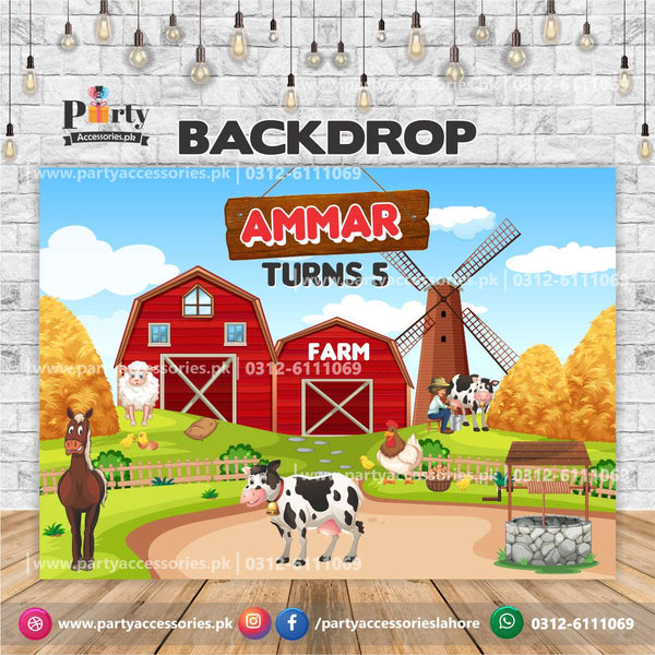 Customized Farm Animals Theme Birthday Backdrop