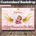 Backdrop for angel theme baby shower event