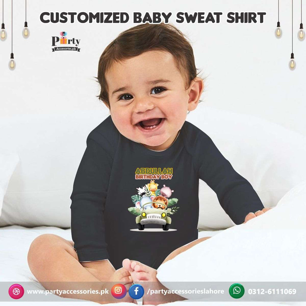Jungle/ Safari theme birthday customized Sweat shirt in Black