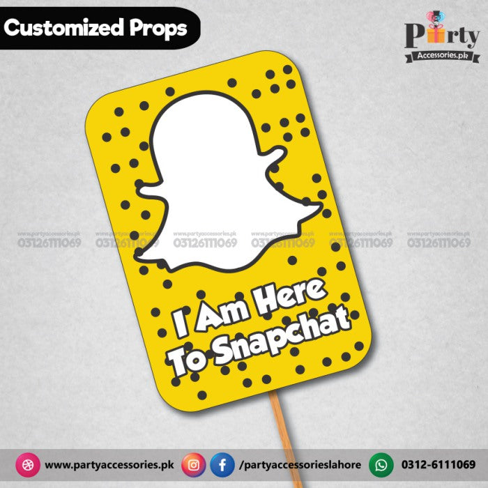 Customized funny party photo prop I AM HERE TO SNAPCHAT