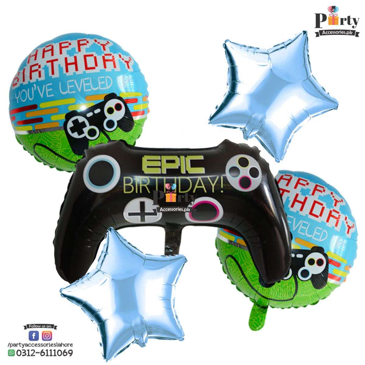 Game On themed birthday exclusive foil balloons