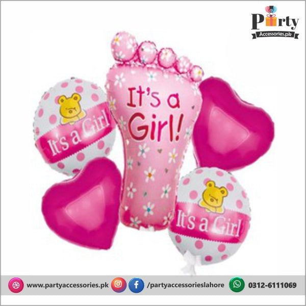 its a girl exclusive foil balloons set of 5 pcs for room decoration