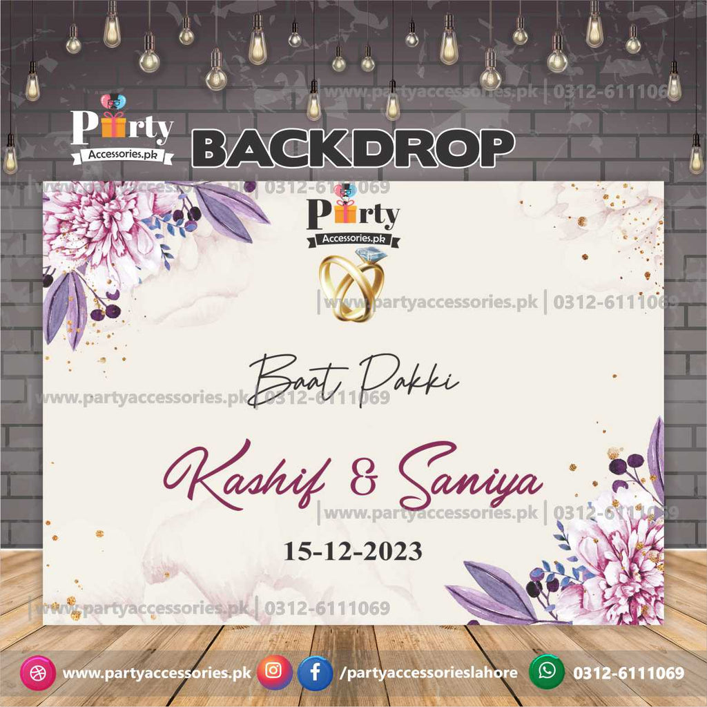 Baat Pakki customized Party backdrop in elegant floral design