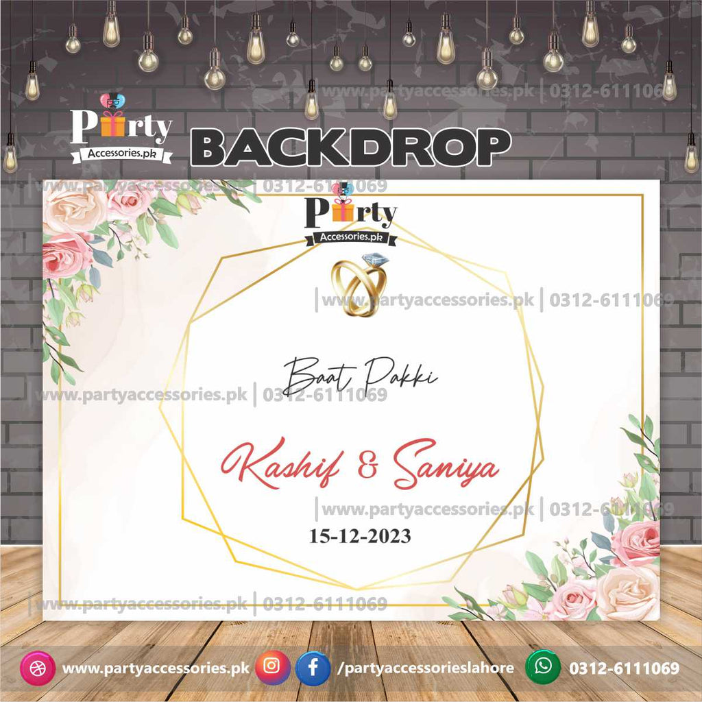 Baat Pakki customized Party backdrop in elegant floral design