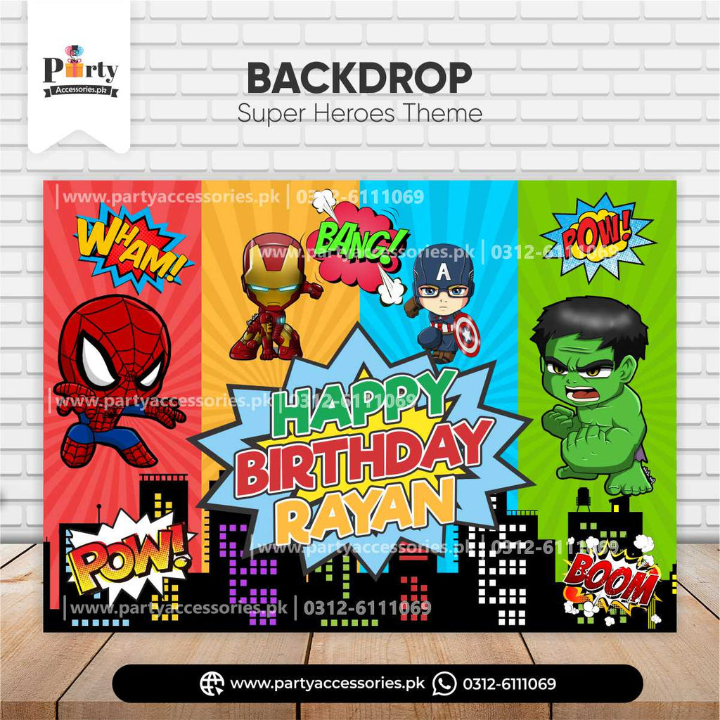 avengers theme birthday party wall backdrop 