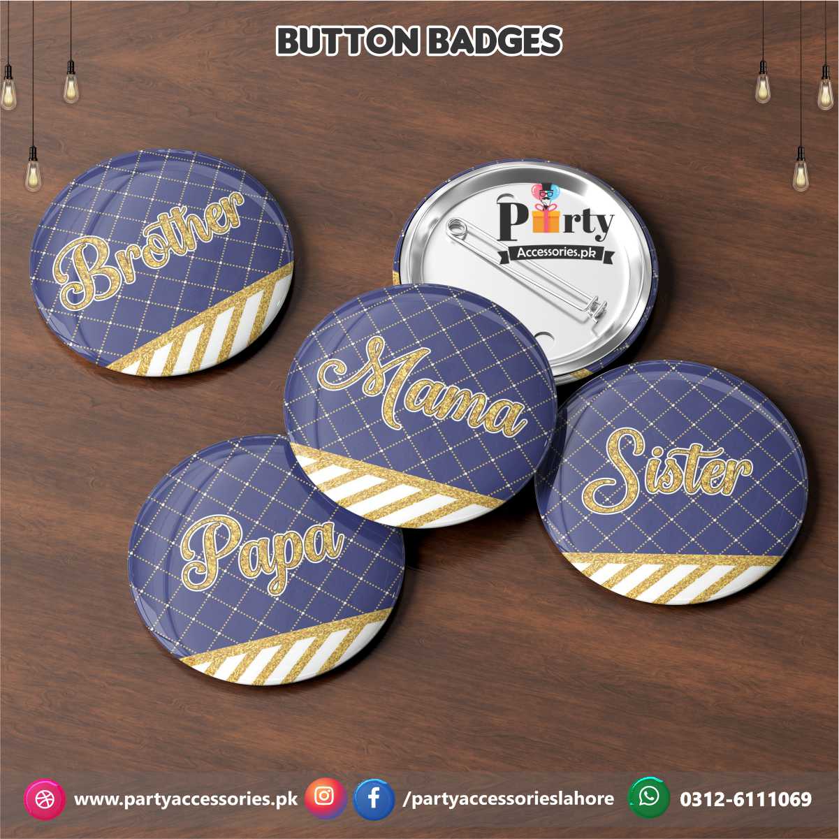 Prince theme birthday party customized badges 