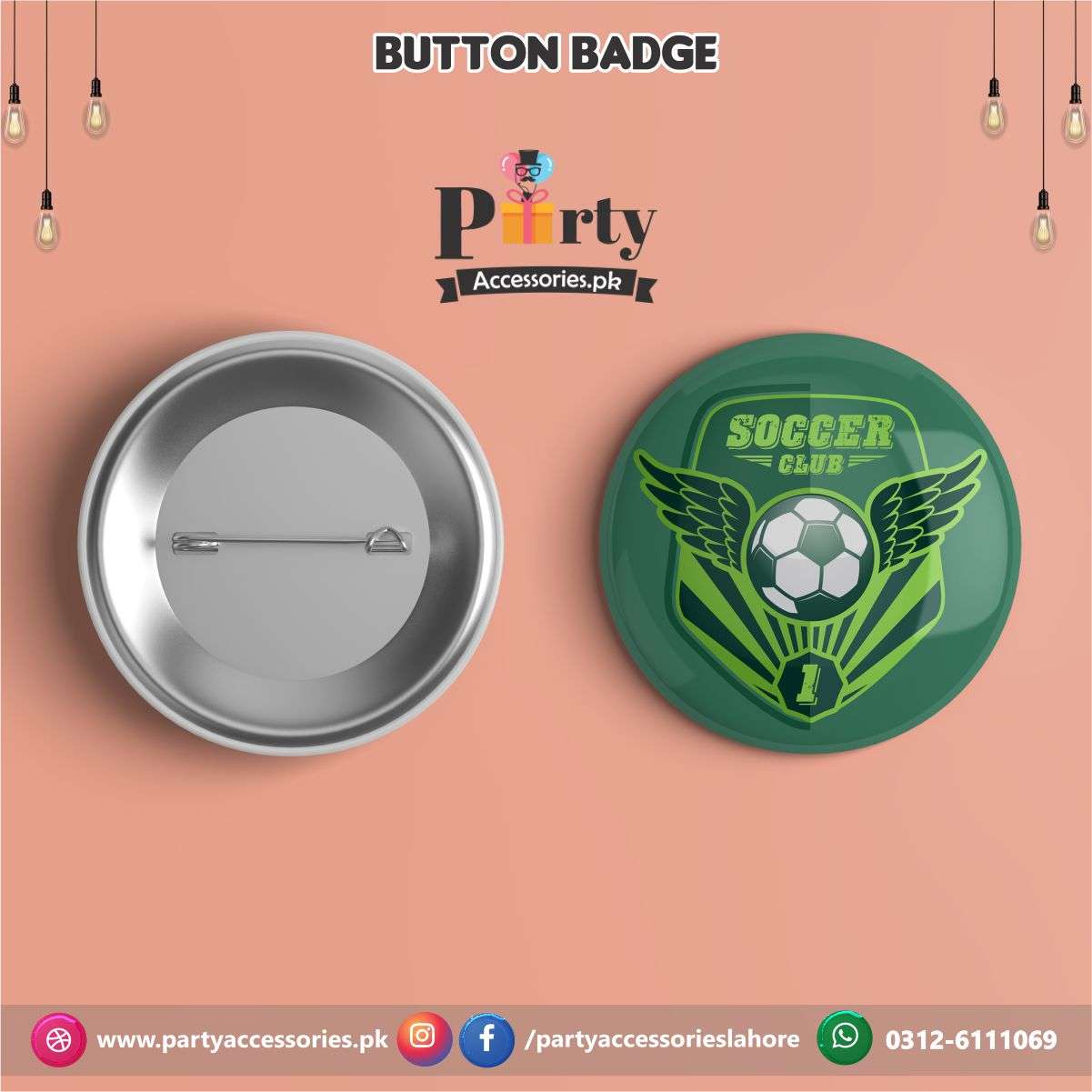 Football theme Customized Button Badge