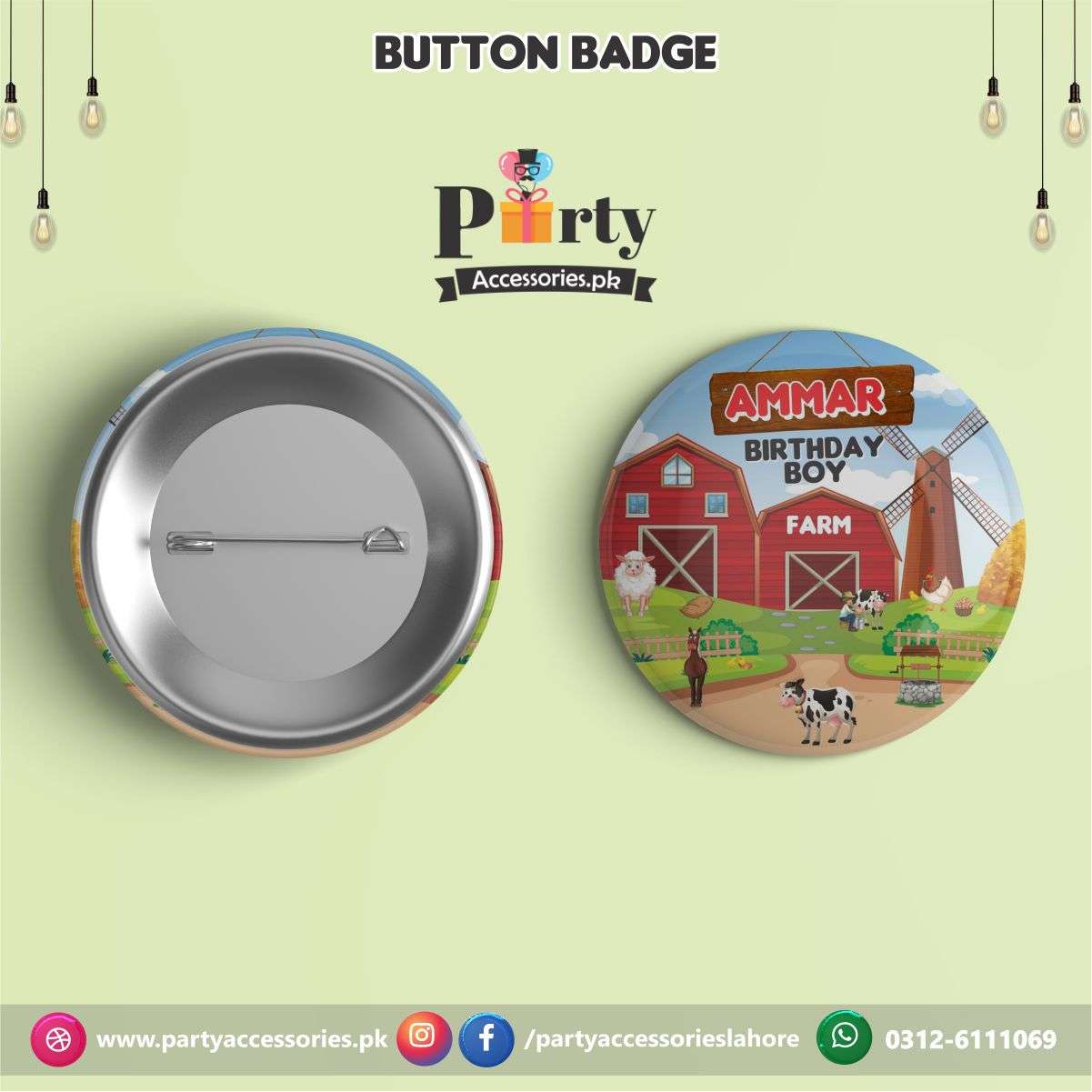 Farm Animals theme Customized Button Badge