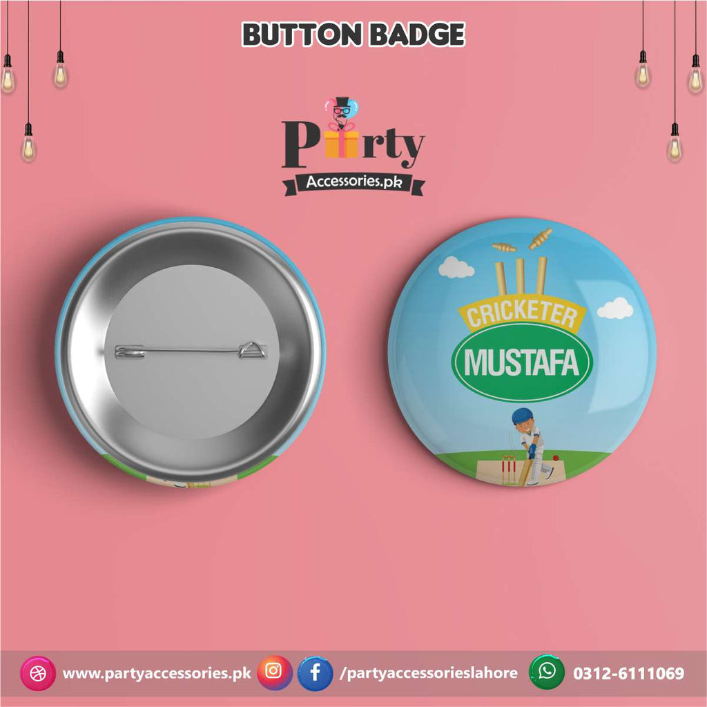 Cricket theme birthday party customized Button Badge