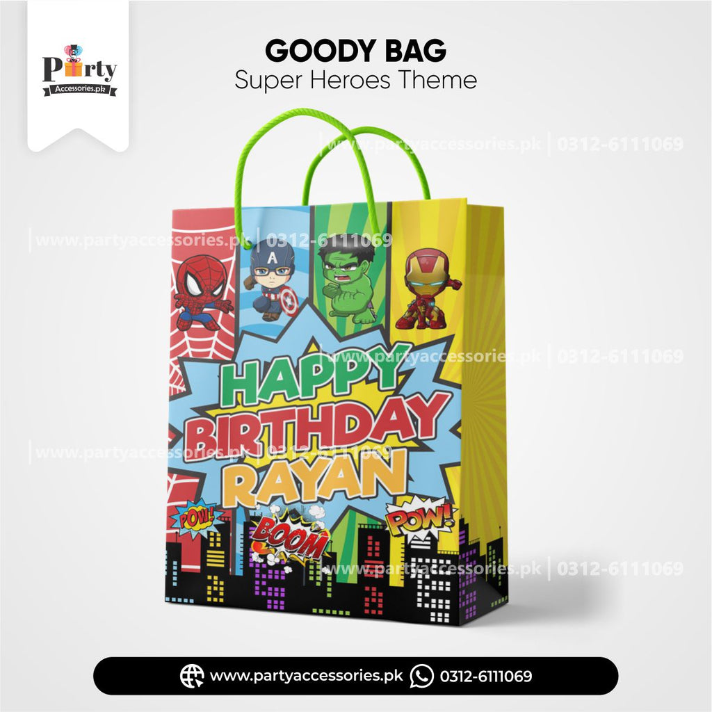 super heroes theme customized favor bags 