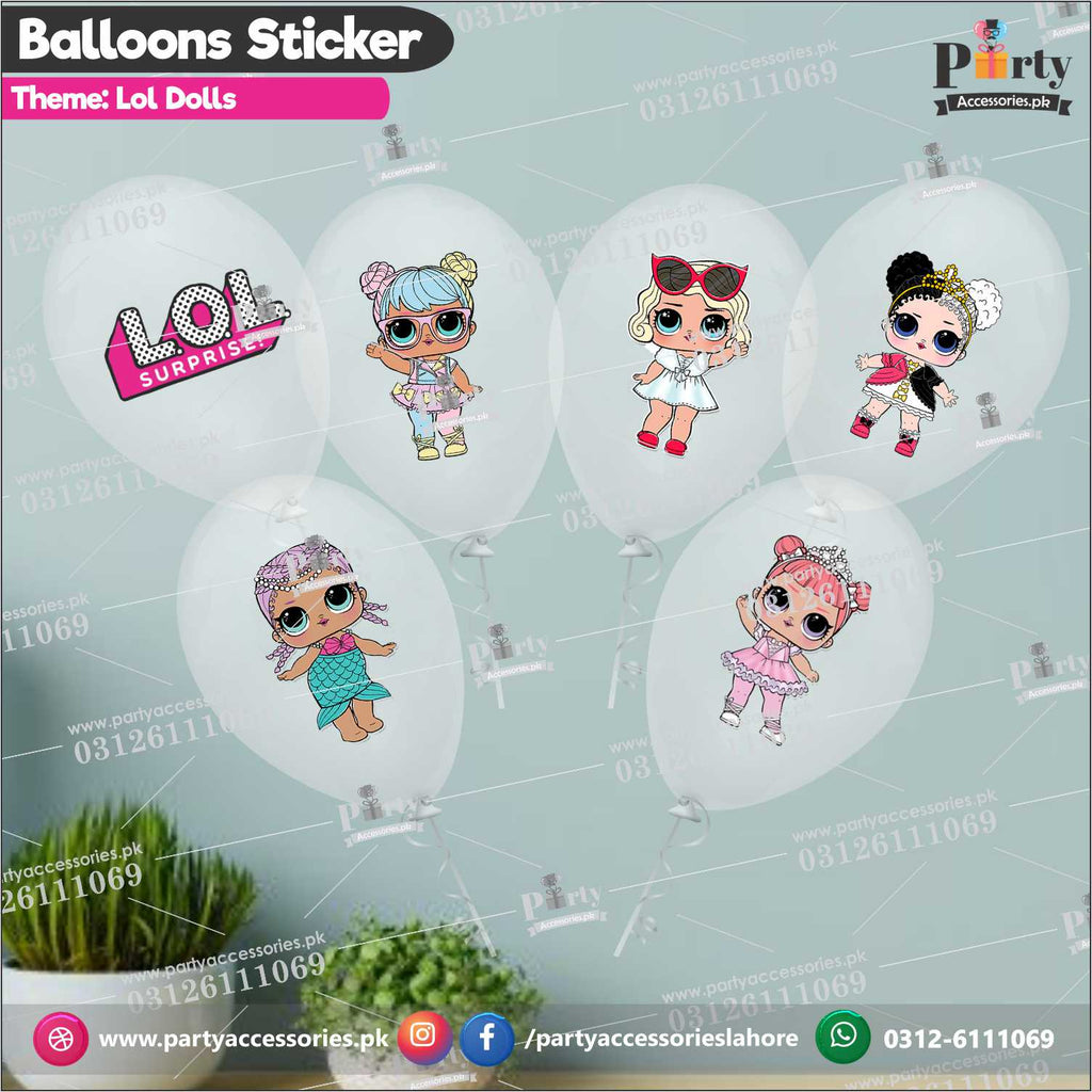 Lol doll theme transparent balloons with stickers 