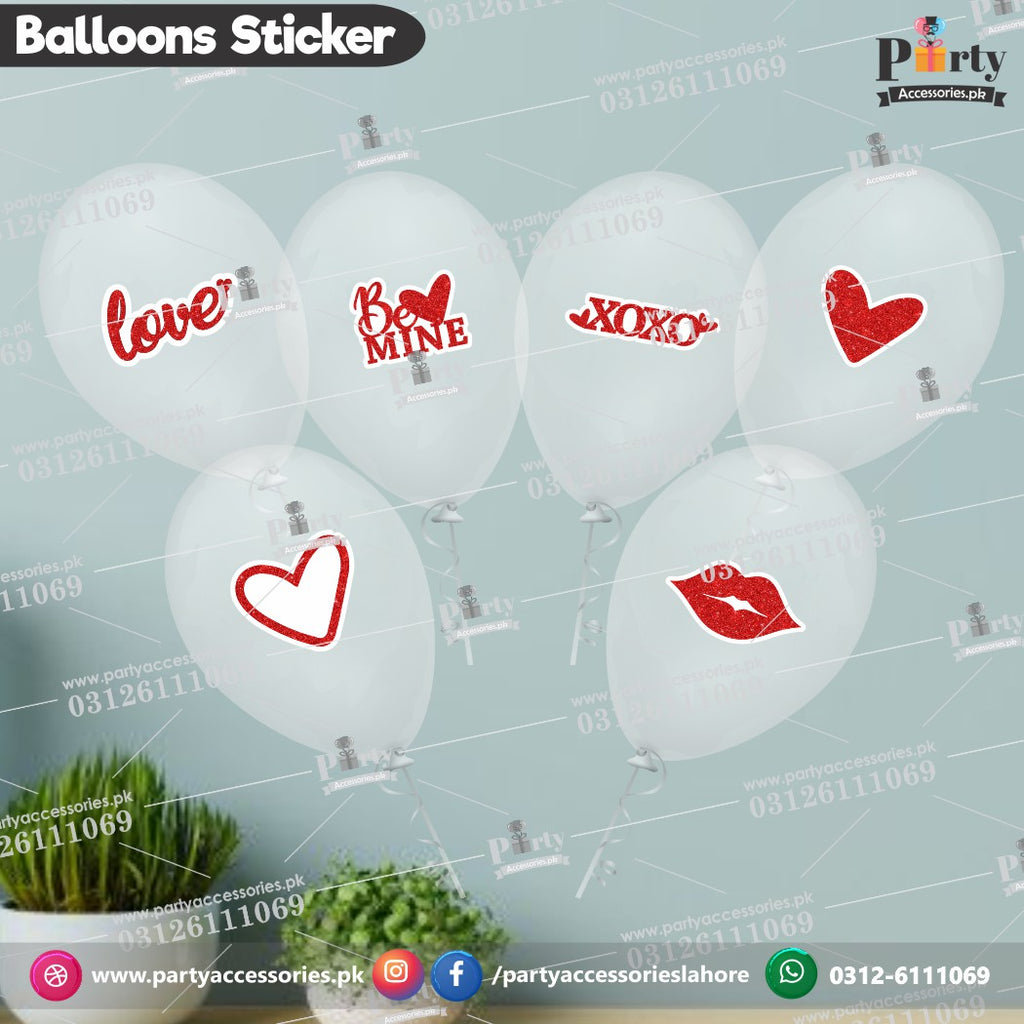 Valentine theme transparent balloons with stickers