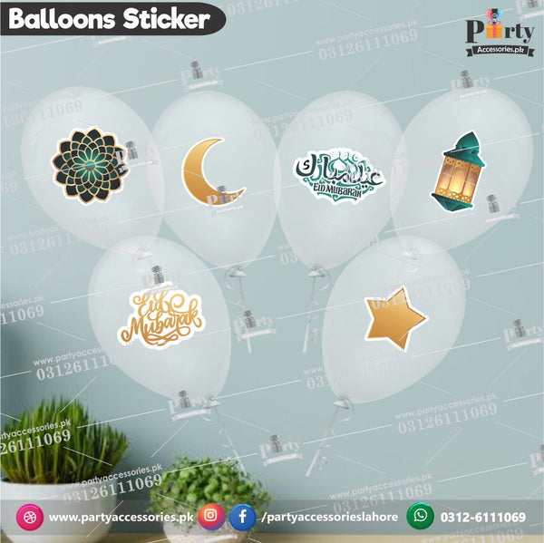 Eid Mubarak Party themed transparent balloons with stickers