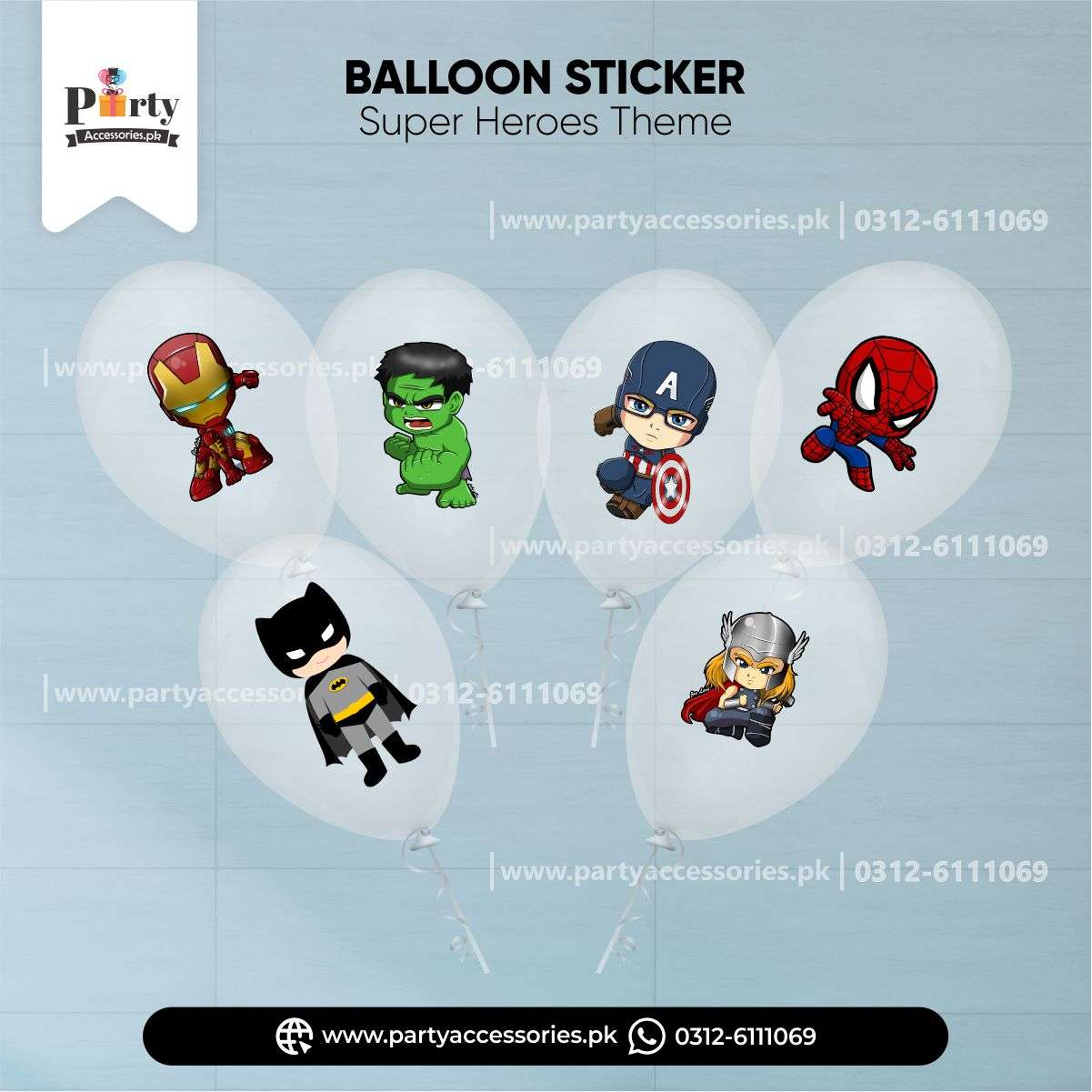balloon stickers in superheroes theme 