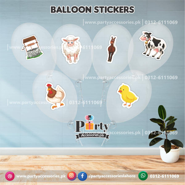 Farm Animals themed party transparent balloons with stickers