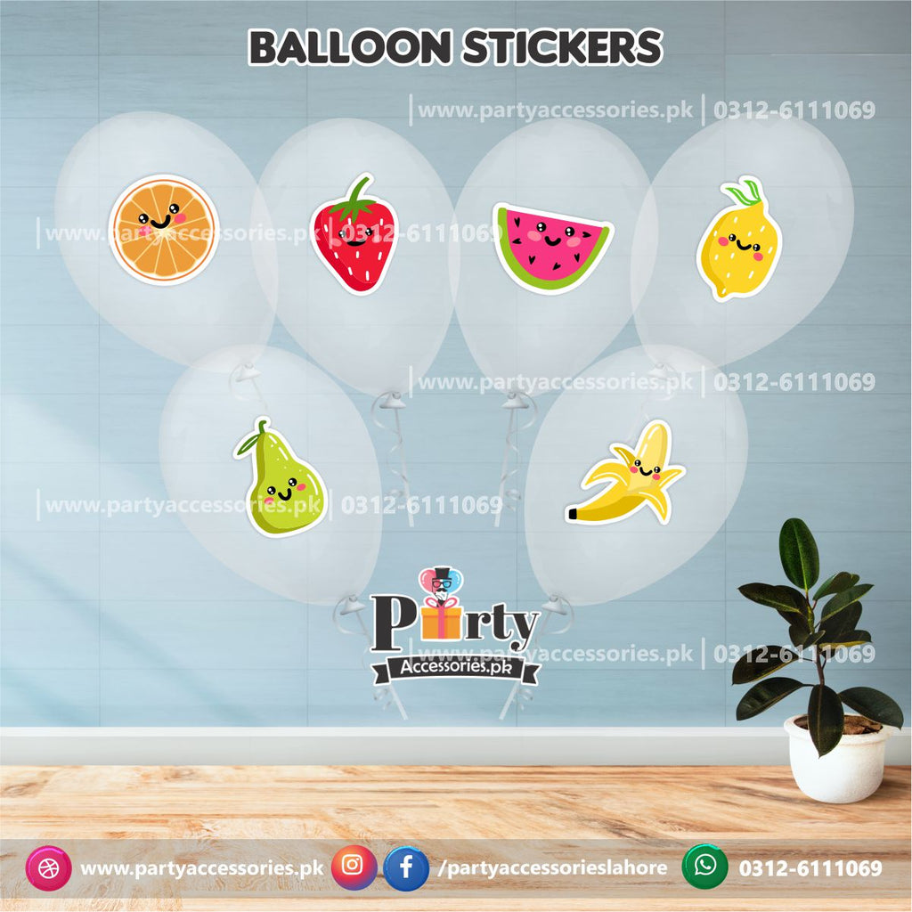 Tutti Fruiti themed party transparent balloons with stickers 