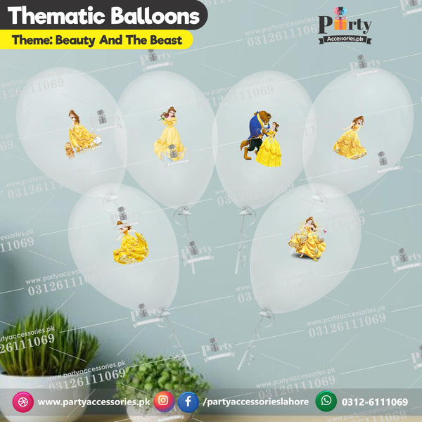 Beauty and the beast theme transparent balloons with stickers 