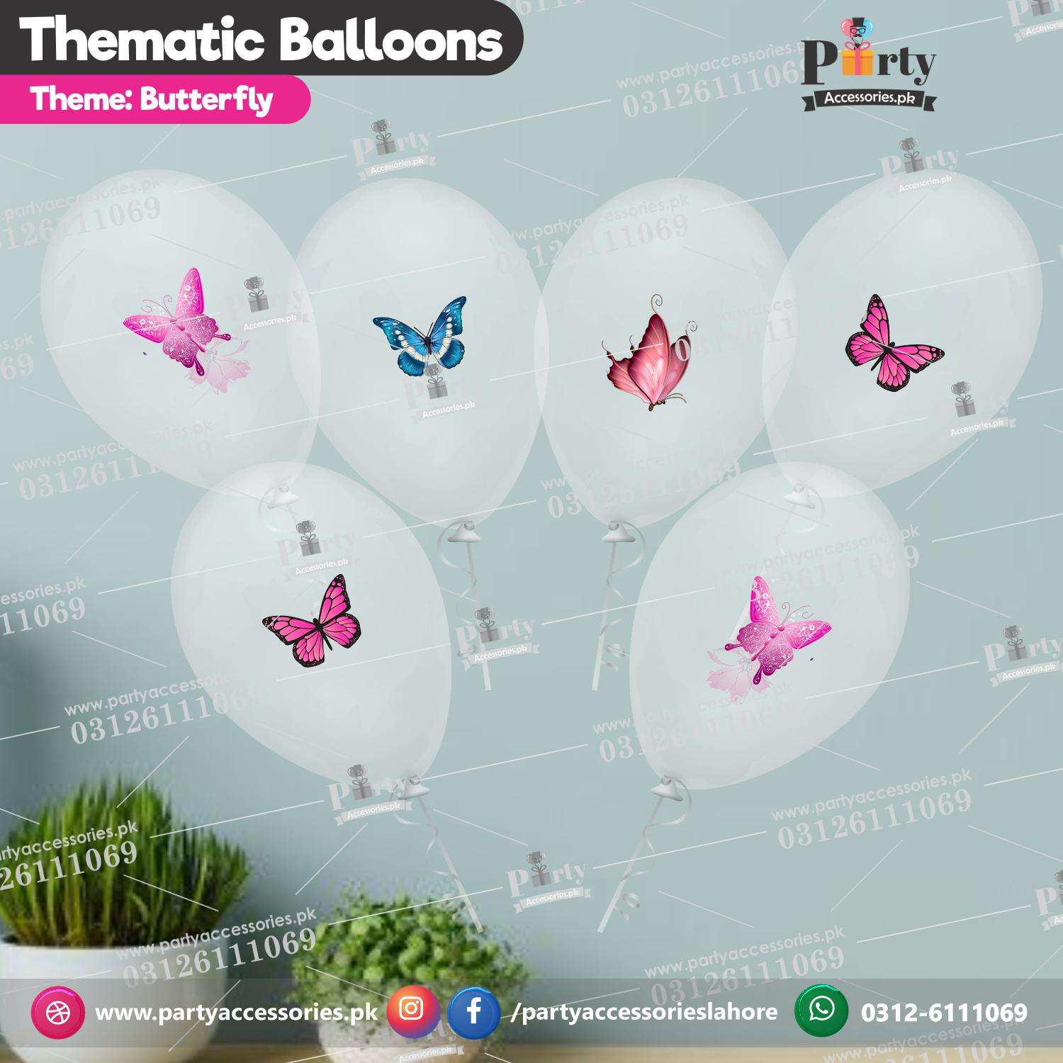 Butterfly theme transparent balloons with stickers 