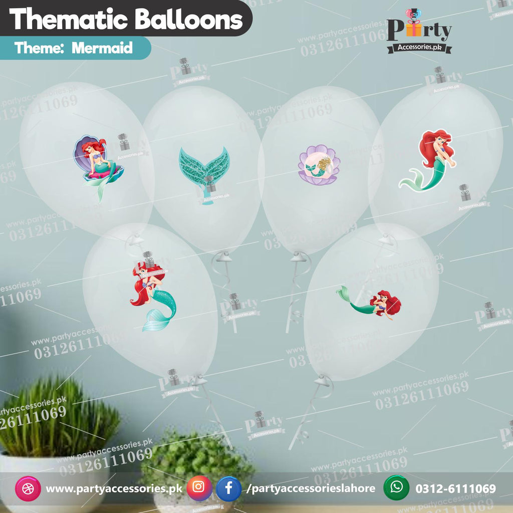 Mermaid theme transparent balloons with stickers 