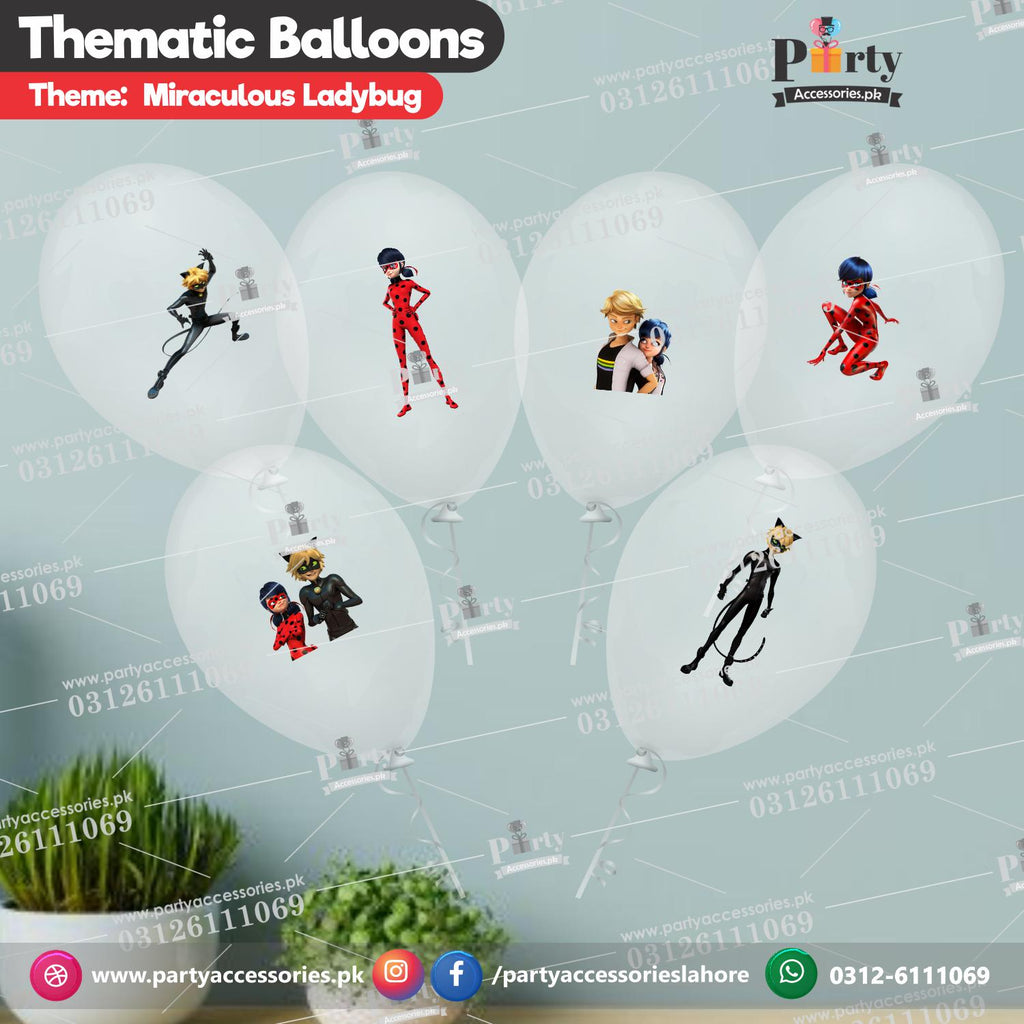 Miraculous Ladybug theme transparent balloons with stickers 