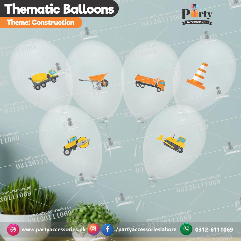 Construction theme transparent balloons with stickers 