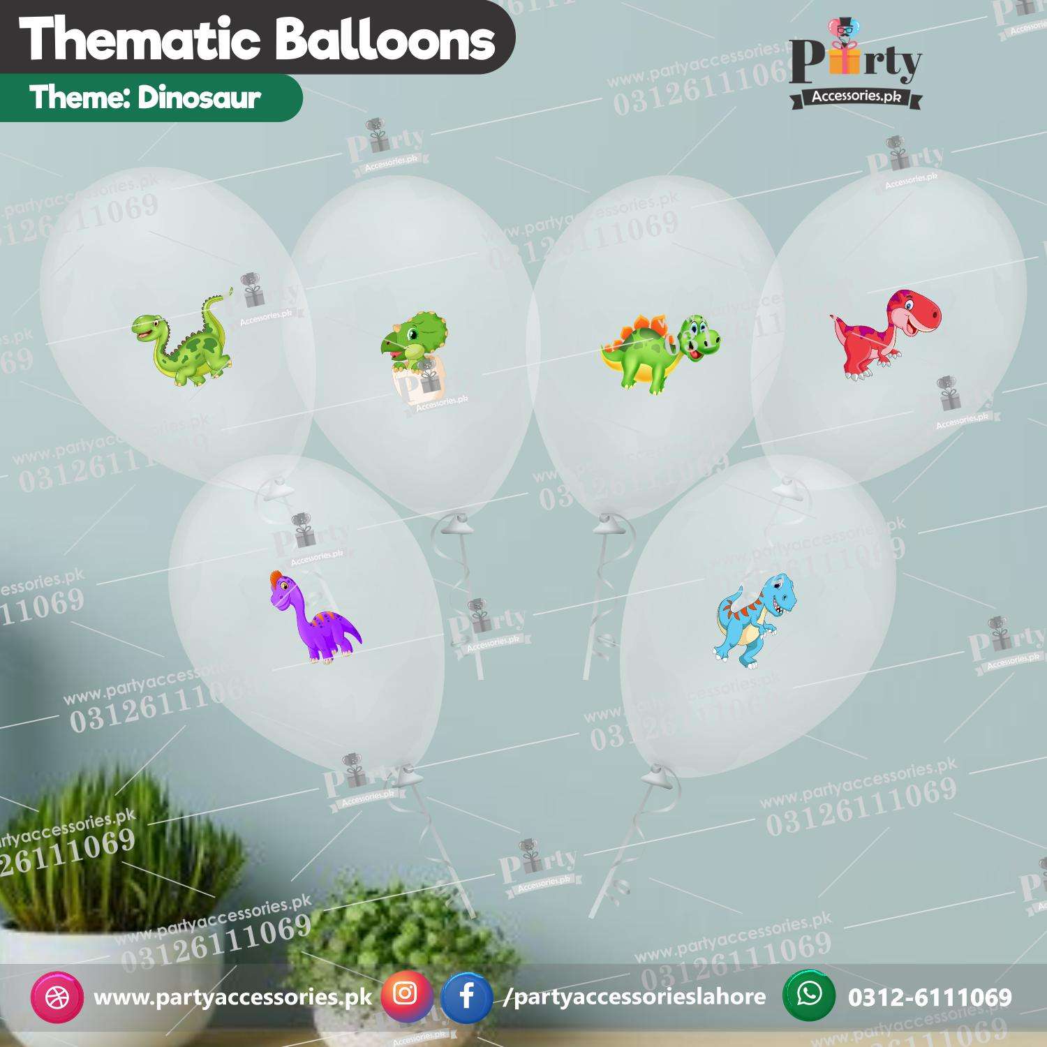 Dinosaur transparent balloons with stickers