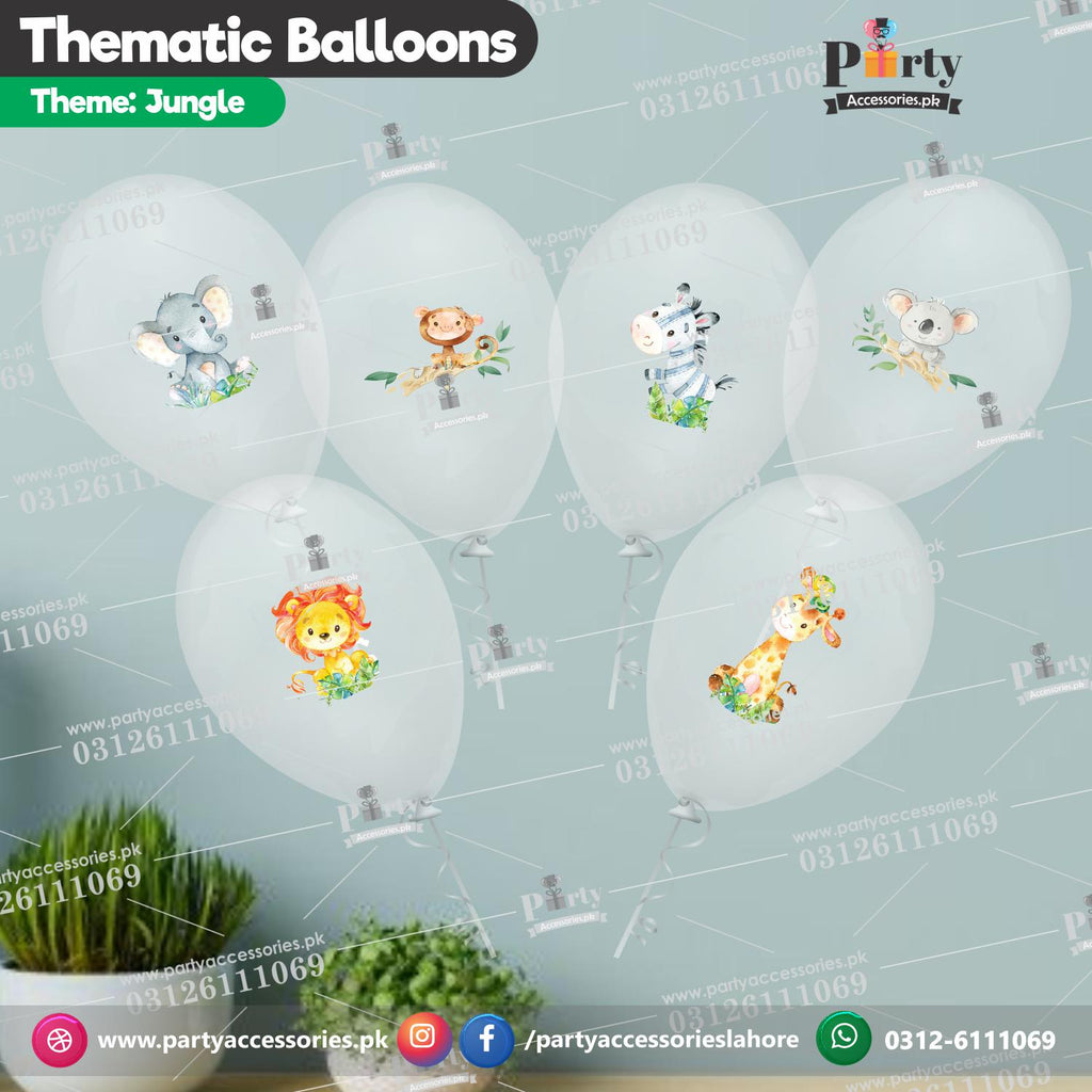 Wild one Jungle Safari theme transparent balloons with stickers 