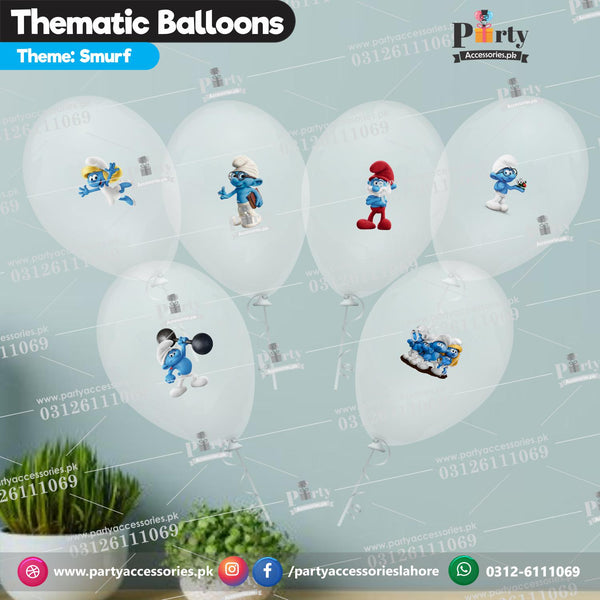 Smurf theme birthday transparent balloons with stickers 