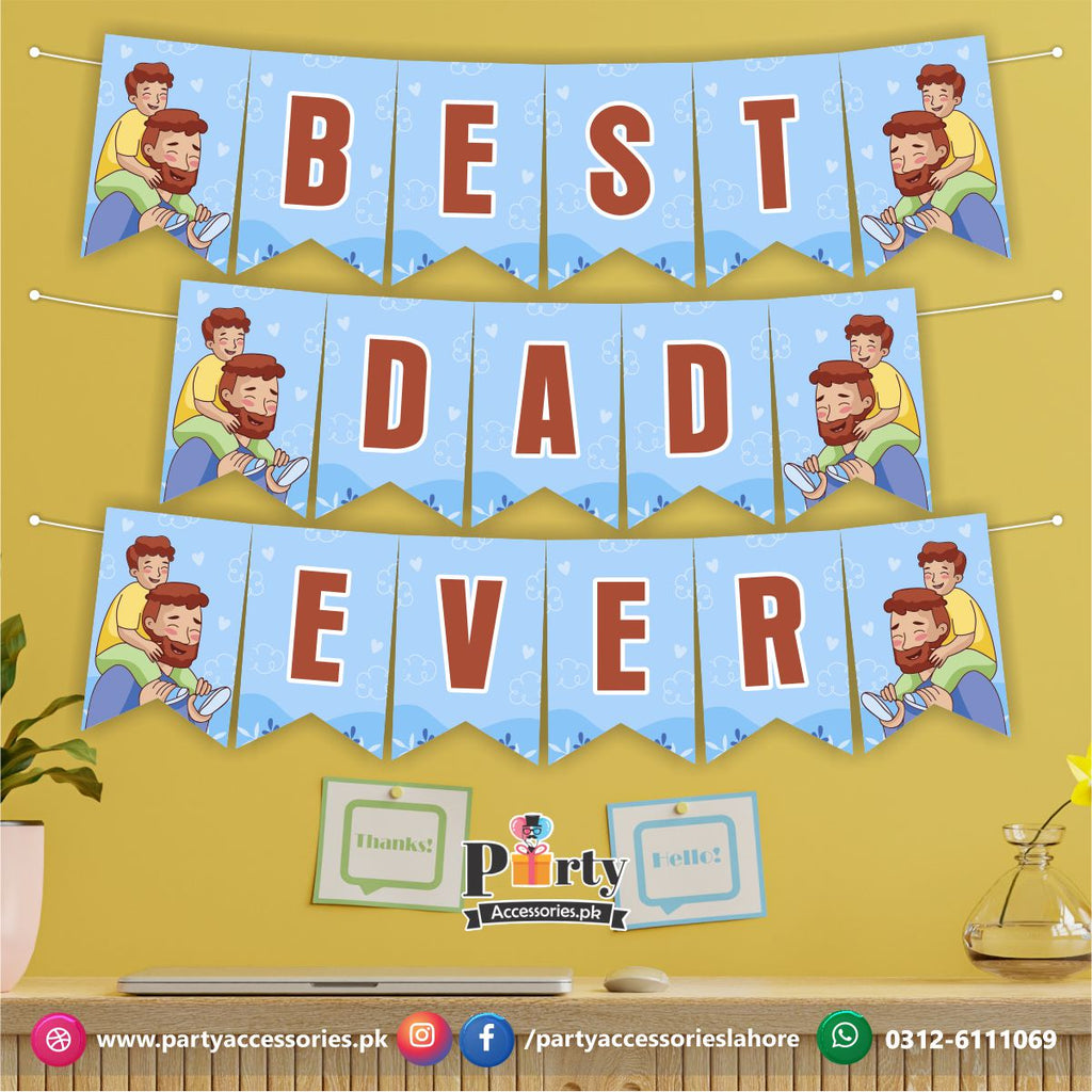 Fathers day decorations | BEST DAD EVER Wall decoration Bunting Banner in blue
