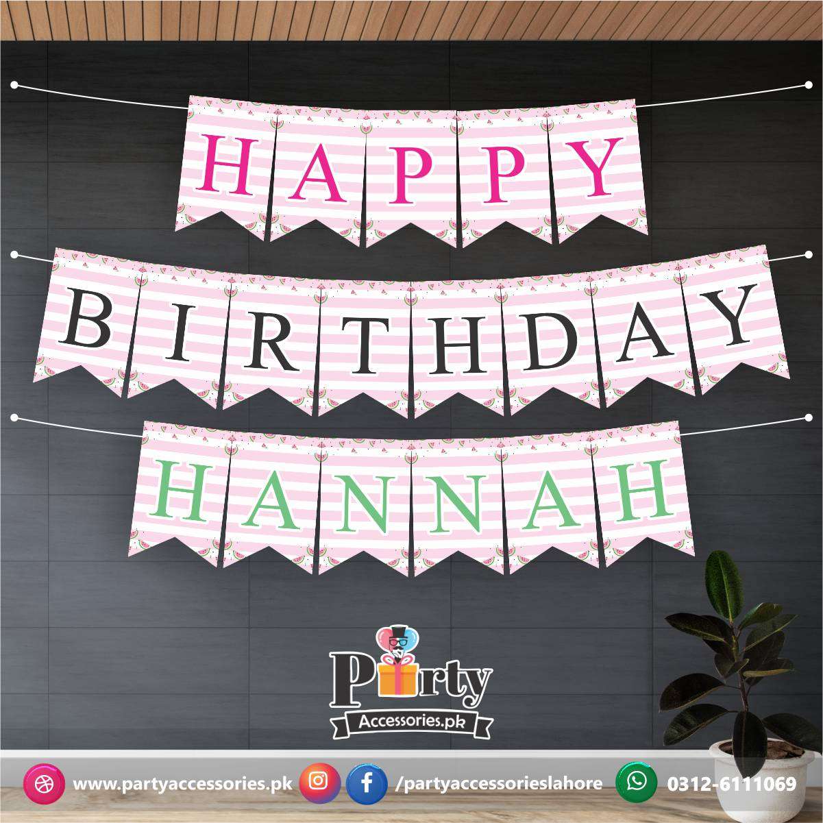 Bunting banner in One in a melon theme birthday party
