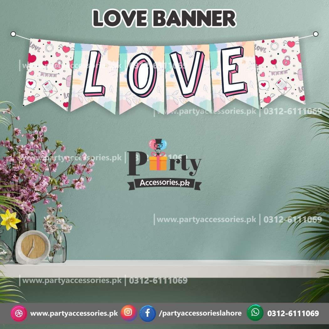 LOVE written wall Decoration Bunting banner for anniversaries or special occasions