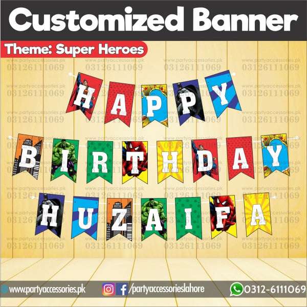 Customized Super heroes Avengers theme Birthday bunting Banner