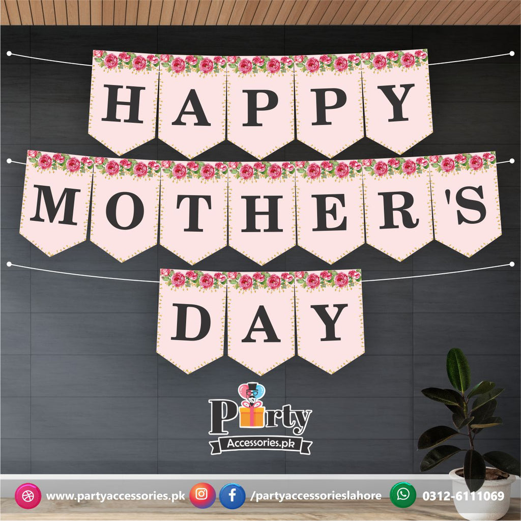 Happy Mother's day | Elegant Mother's Day wall bunting banner