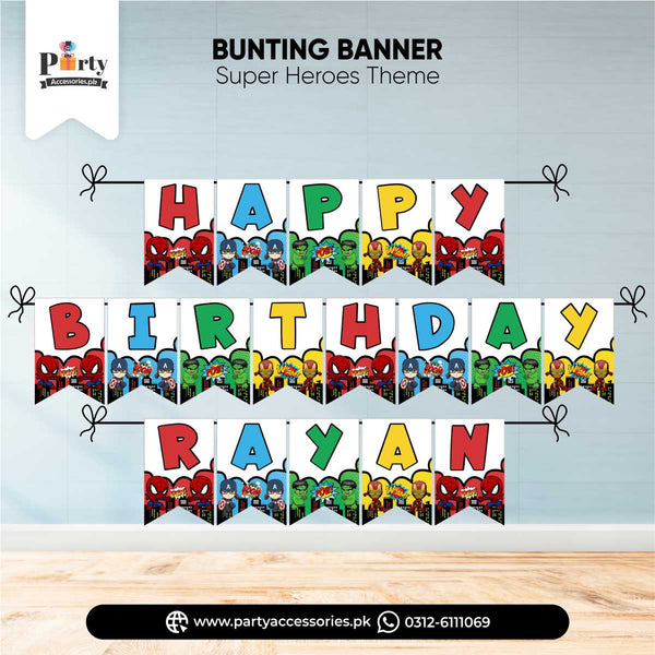 SUPER HEROES THEME CUSTOMIZED WALL BUNTING BANNER 