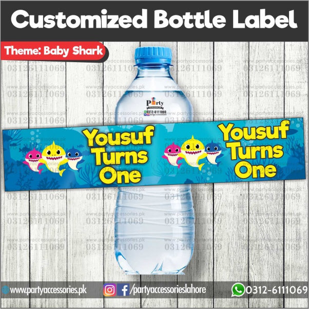 Baby shark theme bottle labes 