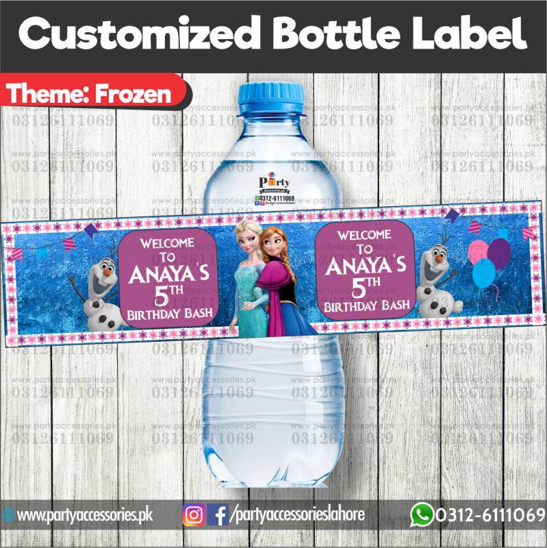 Frozen theme Customized Bottle Labels for table decoration